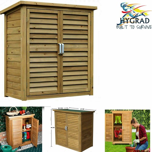 All Weather Wooden Outdoor Garden Lawn Cabinet Tool Shed Shelf Cupboard Storage - Picture 7 of 18