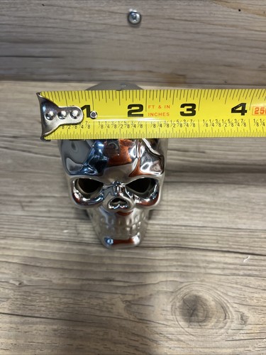 Ceramic Skull Decor Chrome 3.5" Halloween Decorations - Picture 7 of 7