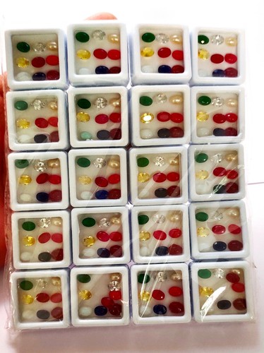 7X5 MM Natural Astrological Navratan Oval Shape Loose Gemstone Lot - Picture 2 of 8