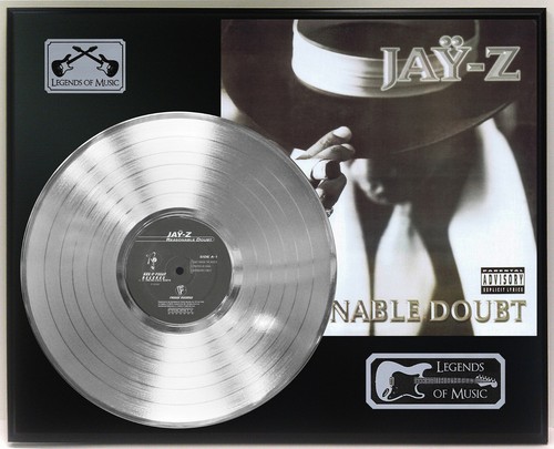 Jay Z - Exhibición de placa de disco LP plateada de duda razonable - Imagen 1 de 3