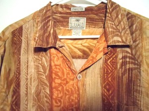 LUAU-Finest-Silk-Sz-Large-Mens-Brown-Floral-Hawaiian-Camp-Shirt