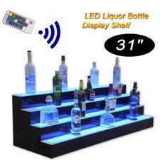 3 Step LED Lighted Liquor Bottle Shelves Illuminated Liquor Bottle Display Stand