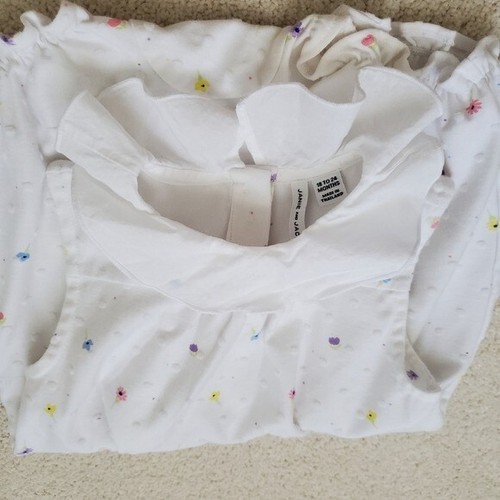 Janie and Jack Girls White Swiss Dot Floral Romper Bubble sz18-24m - Picture 10 of 11