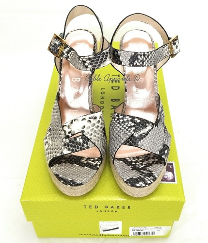 TED BAKER Selanae Snake-Embossed Leather Espadrille Wedge Platform Sandal US 9.5 - Picture 8 of 10
