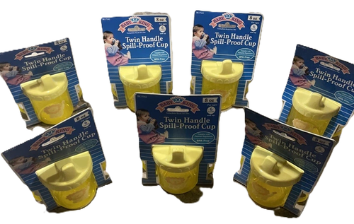 Baby King Spill-Proof Pink, Blue & Yellow color Twin Handle Cups 8 oz Lot of 20 - Picture 2 of 5
