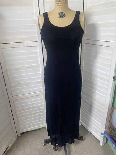 Vintage Benjamin A. Los Angeles Sexy Black Sheath Maxi Dress Velvet Top Sz 4P - Picture 8 of 11