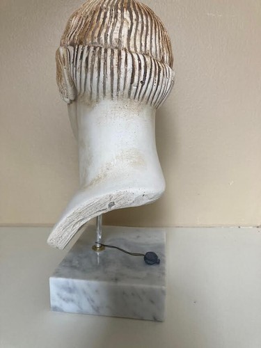 Apollo Greek Roman God Bust Head Cast Alabaster /Clay Sculpture Handmade 10 in - Picture 4 of 5