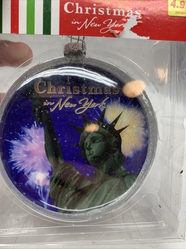 Set 3 Christmas In New York Genuine Glass Ornament Buildings Statue Of Liberty - Picture 3 of 7