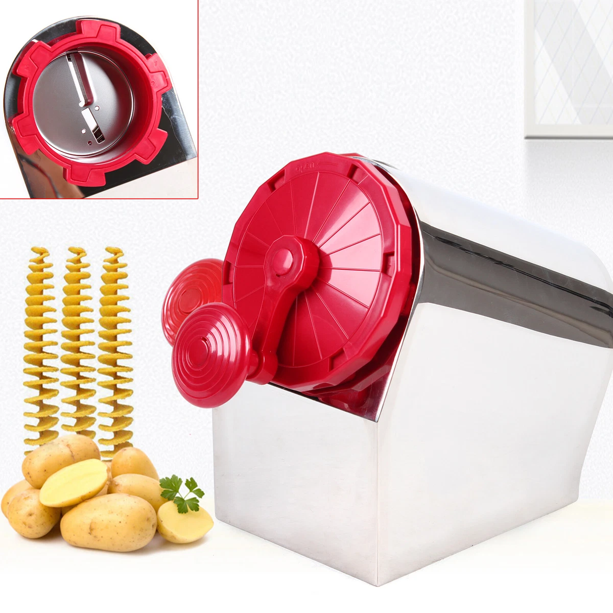 Potato Spiral Slicer Cutter Twisted Manual Vegetable Steel Stainless Fry  French