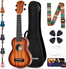 Soprano Sunburst Ukulele for Beginner 21 Inch Ukelele with Gig Bag Strap Nylon S