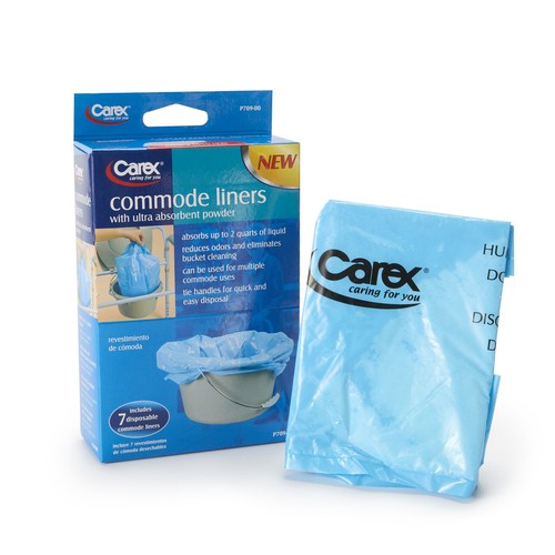 Carex Commode Liners With Absorbent Powder, Holds 2 Quarts Liquid 1 pack 7 count - Picture 1 of 9