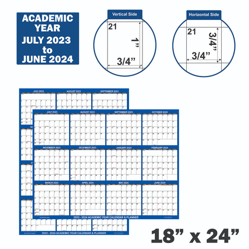 2023 2024 Academic Wall Calendar Erasable Home School Wall Planner 18x24 - Picture 4 of 6