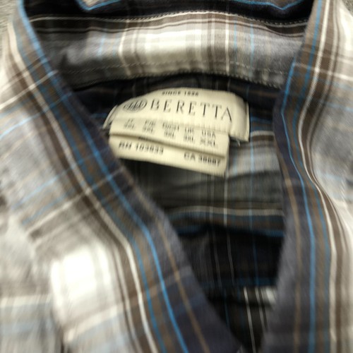 Beretta Shirt Mens 2XL Gray Blue Check Short Sleeve Casual Outdoors Button Up - Picture 5 of 9