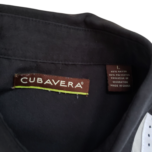 Cubavera Bowling Shirt Mens Large Black Embroidered Short Sleeve Rockabilly - Picture 4 of 7