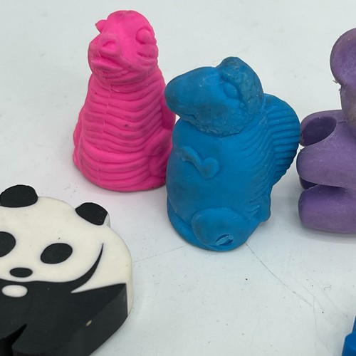 20 Vintage 1980er Radiergummis Krabbe Snoopy Erdnuss Jets Sport Panda Bleistift Tops Blume - Bild 13 von 17