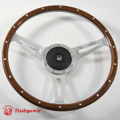 Classic Riveted Wood Grain Steering Wheel Restoration Custom Hot