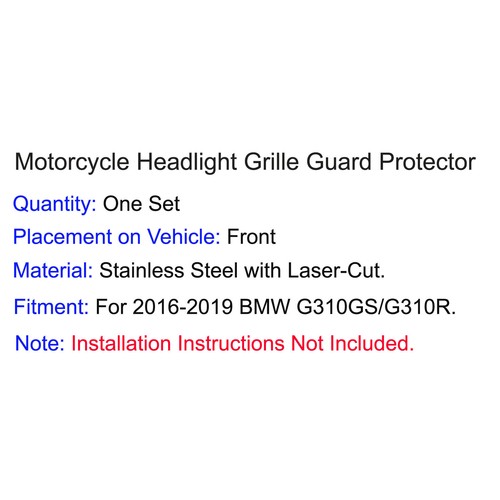 Headlight Grille Guard Cover Black For 2016-2019 BMW G310GS G310R G 310 GS/R K03 - Picture 6 of 6