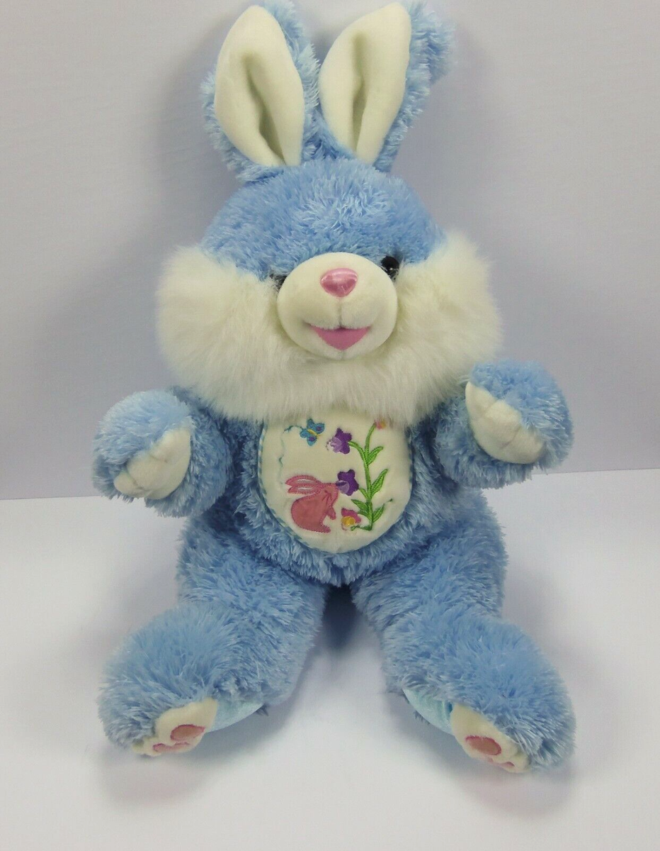 Dan Dee イースター刺繍 うさぎ ぬいぐるみ Dan Dee Easter Egg Bunny Rabbit Blue White Plush Sits 6