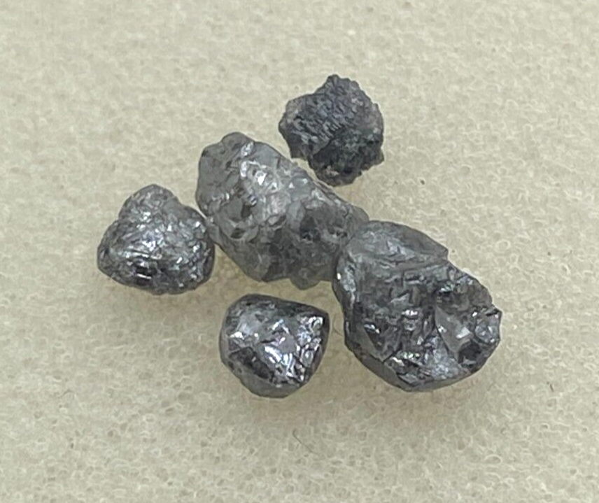 Uncut diamond 1.95ct 5pcs lot silver gray sparkling natural irregular ...