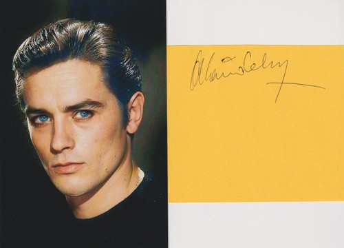ALAIN DELON Original Autogramm signiertes Blatt Kugelschreiber Signatur