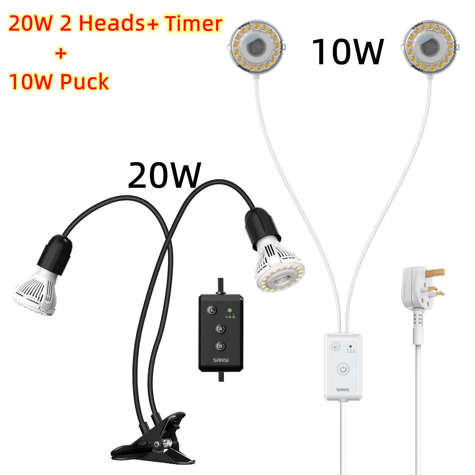 LED Indoor Plant Grow Light Full Spectrum Veg Flowering Growing Lamp Timer SANSI