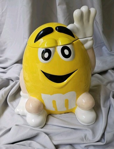 Vintage M&M Characters Cookie Jar Yellow With Original SUNGLASSES 10" - Picture 14 of 21