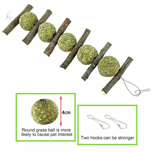 Chew Toy Wood Sticks Grass Balls Treats for Rabbit Hamster Teeth Clean - Picture 5 of 11