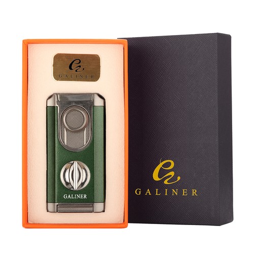 Galiner 3 Jet Torch Cigar Lighter With Sharp Vcut Cutter Windproof Gas Holder - Picture 15 of 15
