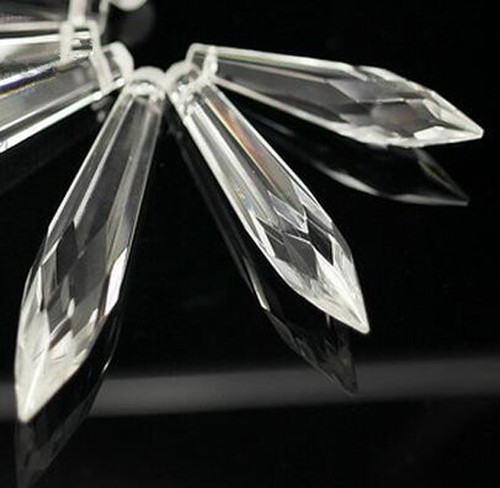 12Pcs 3''/76mm U-DROP Prisms Pendant Crystal Chandelier Lamp Part Wedding Decor - Afbeelding 1 van 4