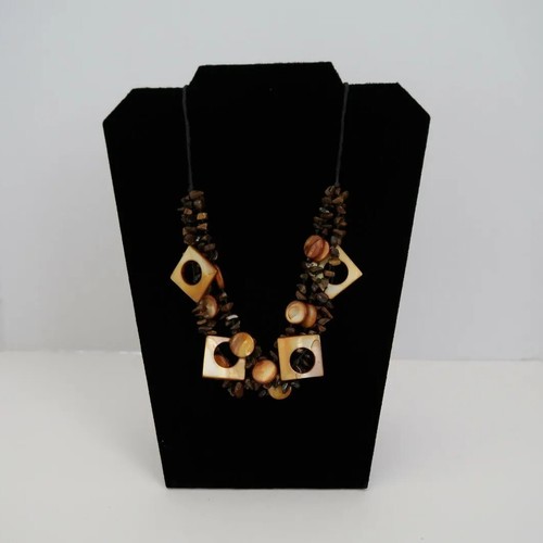 Boho Halskette braun mehrfarbig und farbig Stein Modeschmuck - Bild 1 von 3