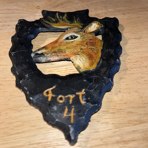 Vintage Native American Arrowhead Painted Buck Cast Iron Trivet - Picture 2 of 6