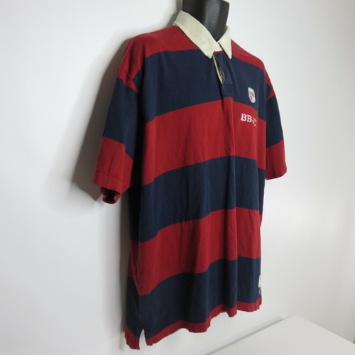 Vintage 90s Bugle Boy Rugby Polo Shirt Mens Size XL Red Navy Blue Stripe - Picture 3 of 10