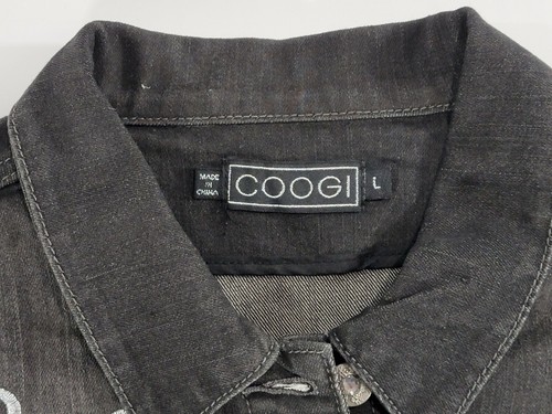 Kids Girls Youth Coogi Black Distressed Denim Jean Jacket Embroidered Sz L - Picture 6 of 11
