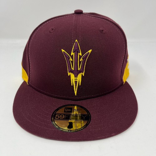 New Era 59FIFTY Arizona State Sun Devils Fitted Hat Cap Maroon Mens Size 7 1/8 - Picture 2 of 5