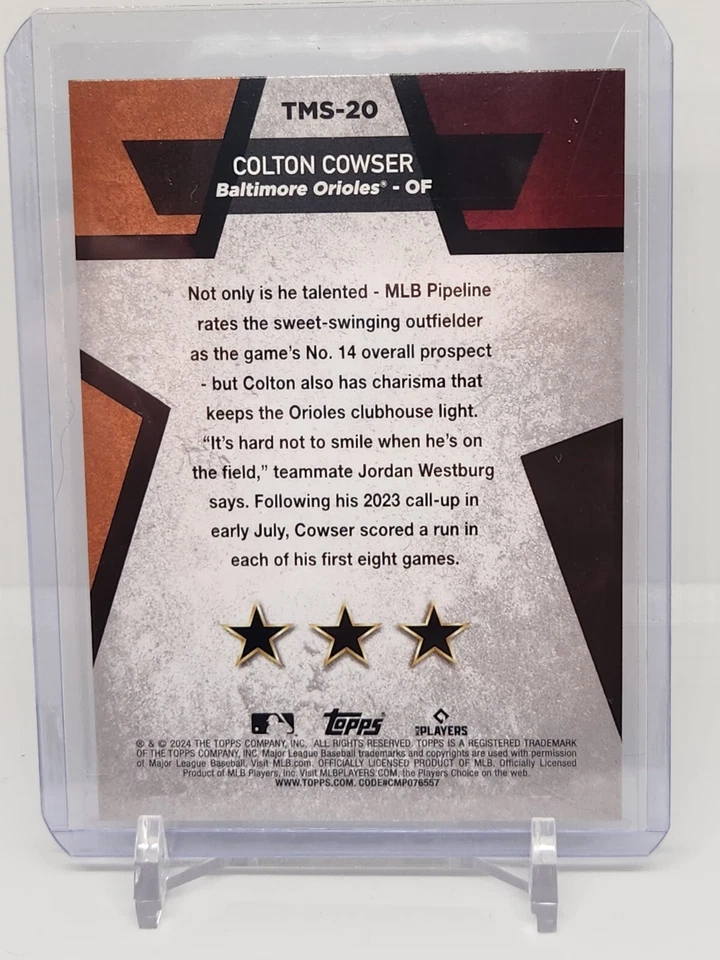 2024 Topps Series 1 Colton Cowser RC Mega Star Green Foil /99 #TMS-20 - Image 2 of 2
