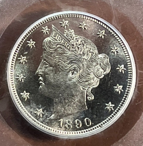 1890 Proof Liberty V Nickel 5C PCGS & CAC PR65+ CAM - CAMEO, PLUS, Green Sticker - Picture 3 of 16