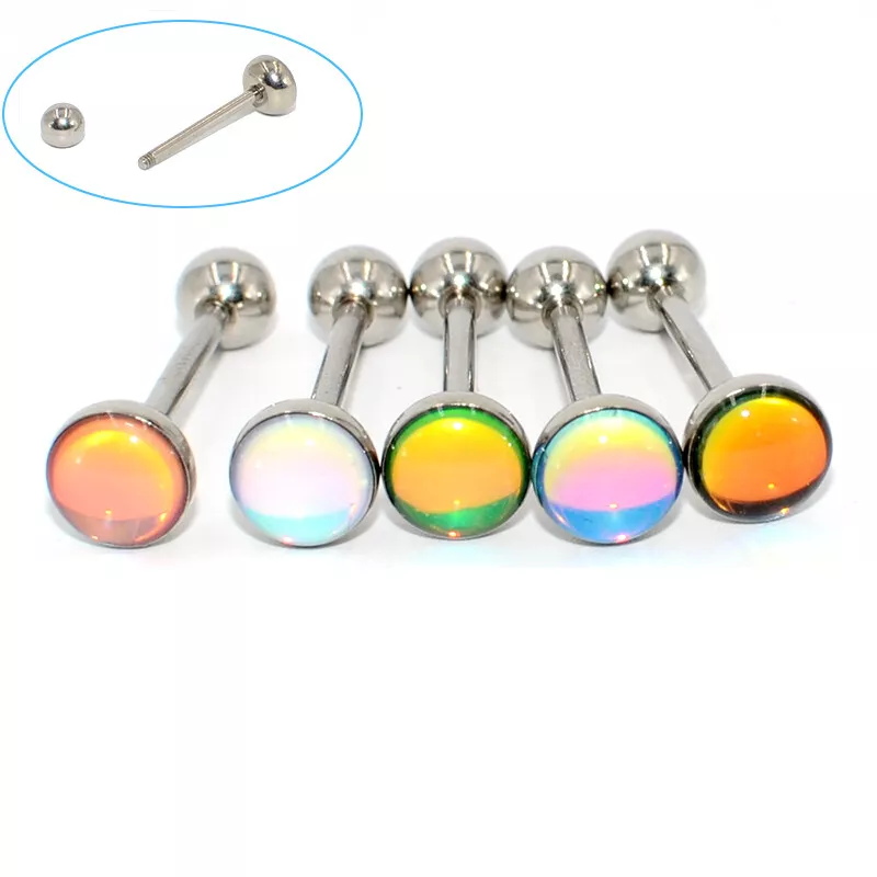 1PC Surgical Steel Tongue Barbell Ring Tongue Piercing Tongue