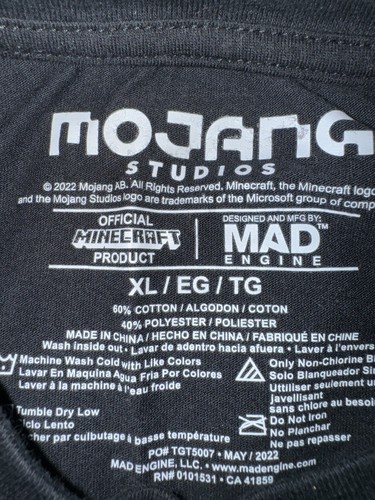 Minecraft Boys Creeper Head Graphic Long Sleeve T-Shirt Size Youth XL - Picture 3 of 6