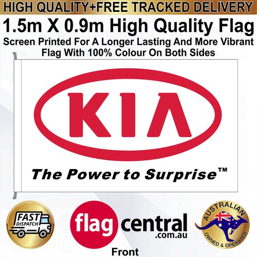 KIA THE POWER TO SURPRISE White Standard 150x90cm Flag *Quality *Long-Lasting - Picture 1 of 4