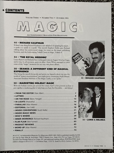 5 Vintage MAGIC Magazines for Magicians & Show Business Fans w/ Ricky Jay + More - Imagen 10 de 17