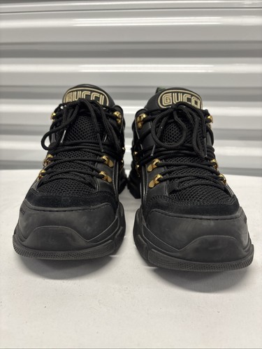 Gucci Mens Flashtrek Journey Black Leather Hiker Chunky Boot Sneakers G Size 9.5 - Picture 7 of 10