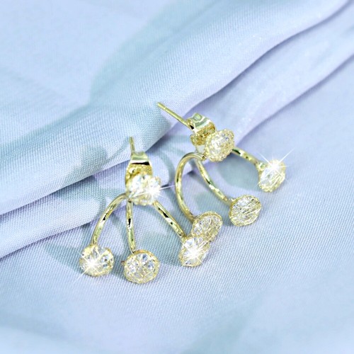 Pendientes Pendientes Pendientes de Oro 18k Imitación Barra Curvada Cuentas Cuentas - Imagen 2 de 12