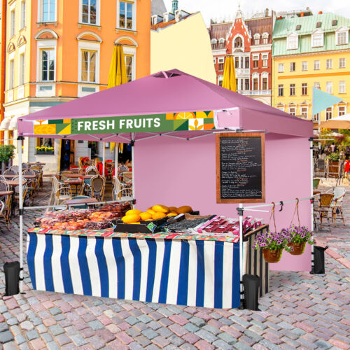 10'x10' Commercial Pop-up Canopy Tent Sidewall Folding Market Patio Pink - Picture 3 of 11