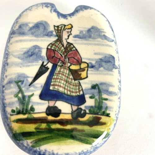 Vintage Quimper Condiment Dish Hand Painted Majolica France Lid Spoon Signed - Picture 6 of 12