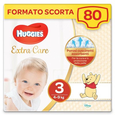 Huggies Extra Care Nappies Size 3 (4-9kg), 2 Packs of 40 ...