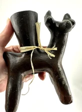 JAN BARBOGLIO VTG Taper Candle Holder IRON DEER Hand Forged SIGNED 5lbs 6x5 fawn