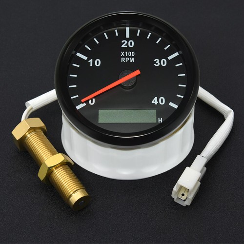 85mm Marine Tachometer Boat Tacho Gauge 0-4000RPM LCD Hour Meter with RPM Sensor - Picture 10 of 12