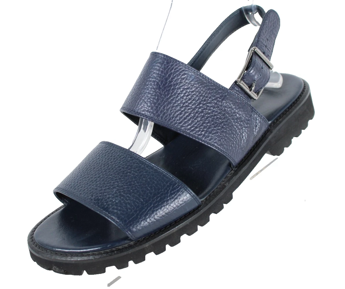 MBT MANOLO BLAHNIK sandali uomo slingback blu navy pelle due cinturini BULGOBIS 9