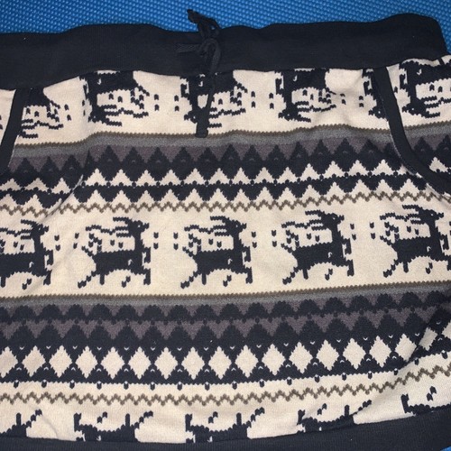 Black & White Fair Reindeers Knit Mini Skirt Christmas Size M/L - Picture 9 of 9