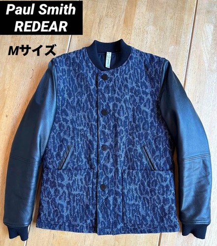 Rare Paul Smith Red Ear Blouson Jacquard fabric leather switch Size M Used - Picture 3 of 6